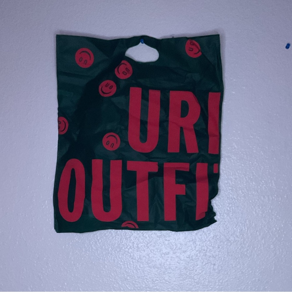 Green Shopping Bag with Red Smiley Faces